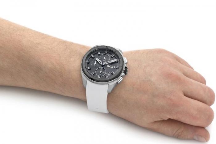 Hugo Boss Volane Grey Dial White SIlicone Strap Watch for Men - 1513948 Buy Now By Hugo Boss
