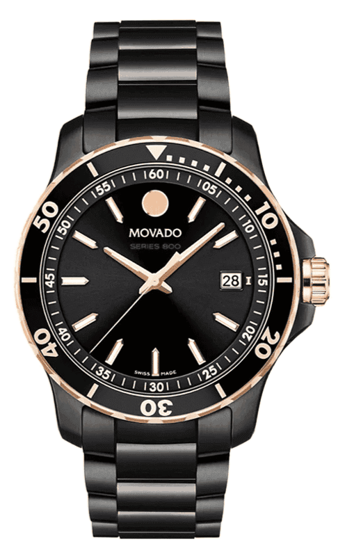 Shop Movado 800 Series Black Dial Black Steel Strap Watch For Men - 2600162 in USA