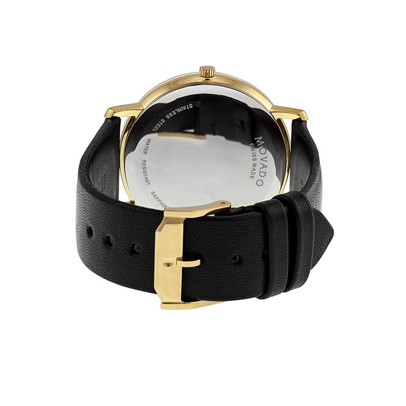 Movado TC Silver Dial Black Leather Strap Watch For Men - 606695 Buy Now By Movado