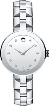 Movado Sapphire Diamonds Silver Dial Silver Steel Strap Watch For Women - 606814 Buy Now By Movado