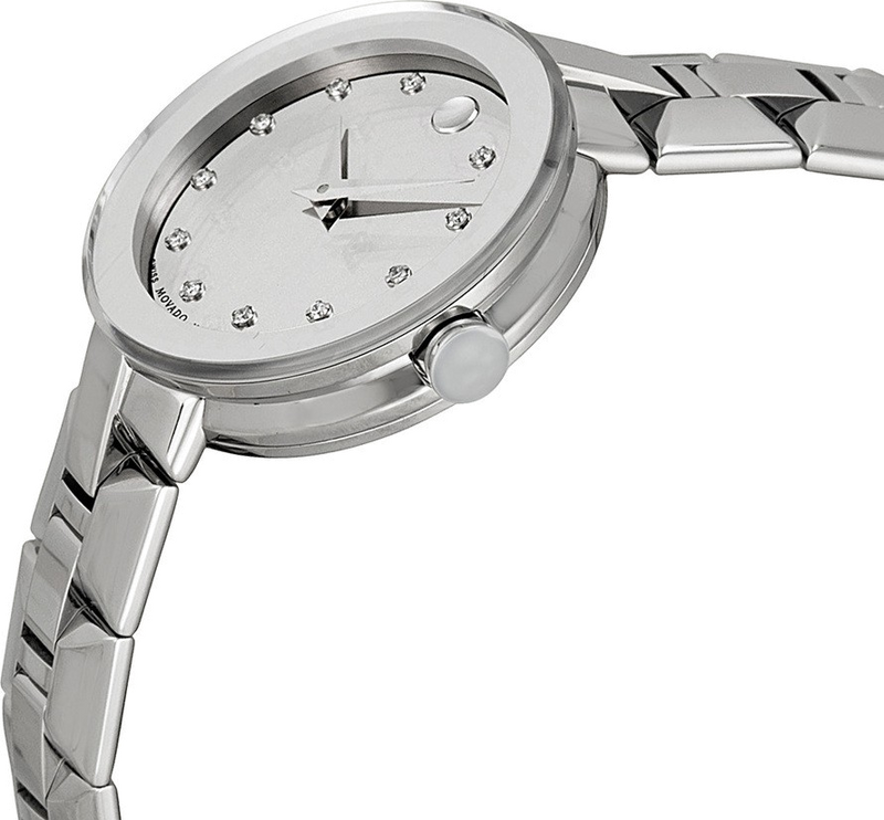 Movado Sapphire Diamonds Silver Dial Silver Steel Strap Watch For Women - 606814 Buy Now By Movado