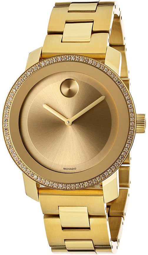 Shop Movado Bold Diamonds Gold Dial Gold Steel Strap Watch for Women - 3600150 in USA