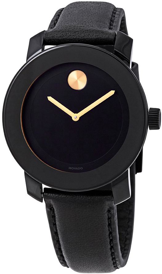 Shop Movado Bold Black Dial Black Leather Strap Watch for Women - 3600527 in USA