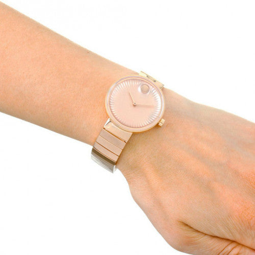 Shop Movado Edge Rose Gold Dial Rose Gold Steel Strap Watch for Women - 3680013 in USA