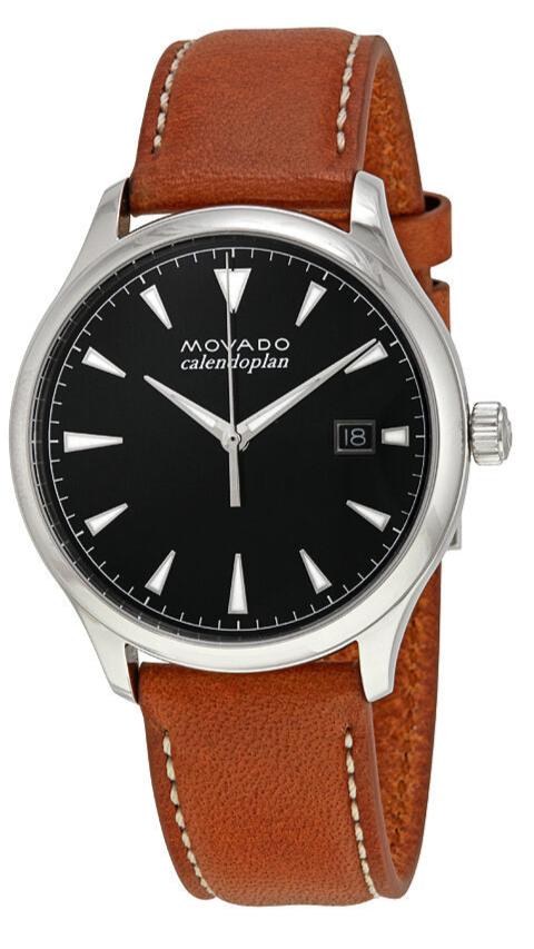 Movado Heritage Calendoplan Black Dial Brown Leather Strap Watch for Men - 3650001 Buy Now By Movado
