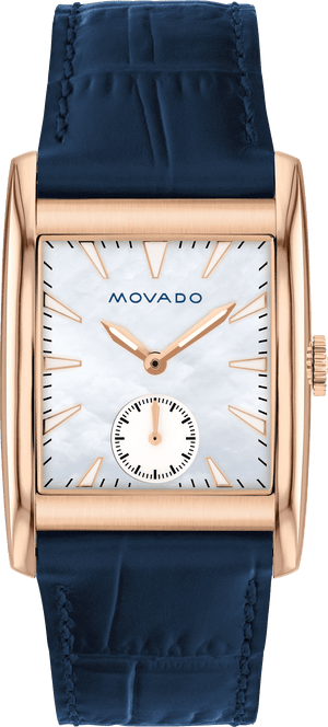 Movado Heritage Mother of Pearl White Dial Blue Leather Strap Watch For Women - 3650052