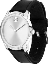 Movado Bold Silver Dial Black Leather Strap Watch For Men - 3600468 Buy Now By Movado