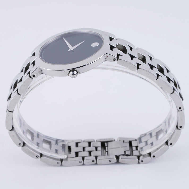 Shop Movado Veturi Quartz Black Dial Silver Steel Strap Watch for Women - 0606338 in USA