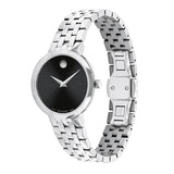 Shop Movado Veturi Quartz Black Dial Silver Steel Strap Watch for Women - 0606338 in USA