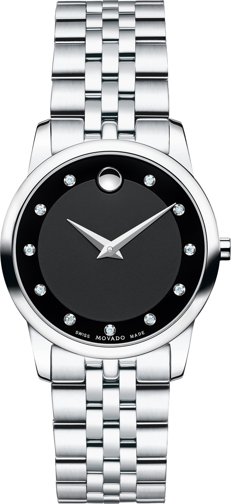 Movado Museum Classic Black Dial Silver Steel Strap Watch For Women - 0606858 Buy Now By Movado