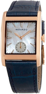 Movado Heritage Mother of Pearl White Dial Blue Leather Strap Watch For Women - 3650052 Buy Now By Movado