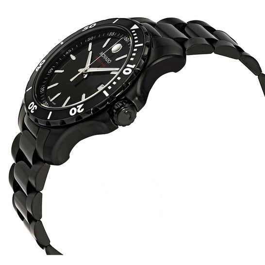 Shop Movado Series 800 Black Dial Black Steel Strap Watch For Men - 2600143 in USA