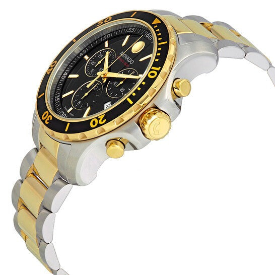 Shop Movado Series 800 Chronograph Black Dial Two Tone Steel Strap Watch For Men - 2600146 in USA