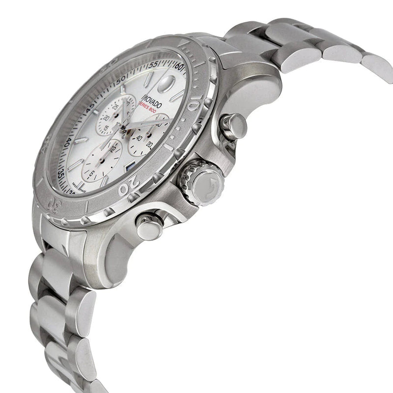Shop Movado Series 800 Chronograph Silver Dial Silver Steel Strap Watch For Men - 2600111 in USA