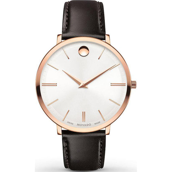 Movado Ultra Slim Silver Dial Brown Leather Strap Watch For Women - 0607093 Buy Now By Movado
