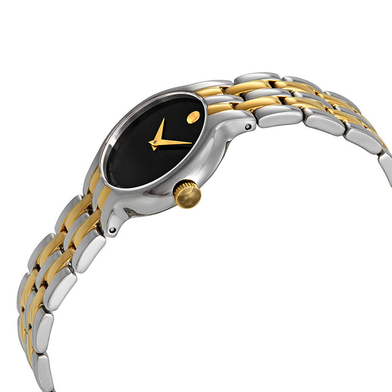 Shop Movado Veturi Quartz Black Dial Two Tone Steel Strap Watch for Women - 0606933 in USA