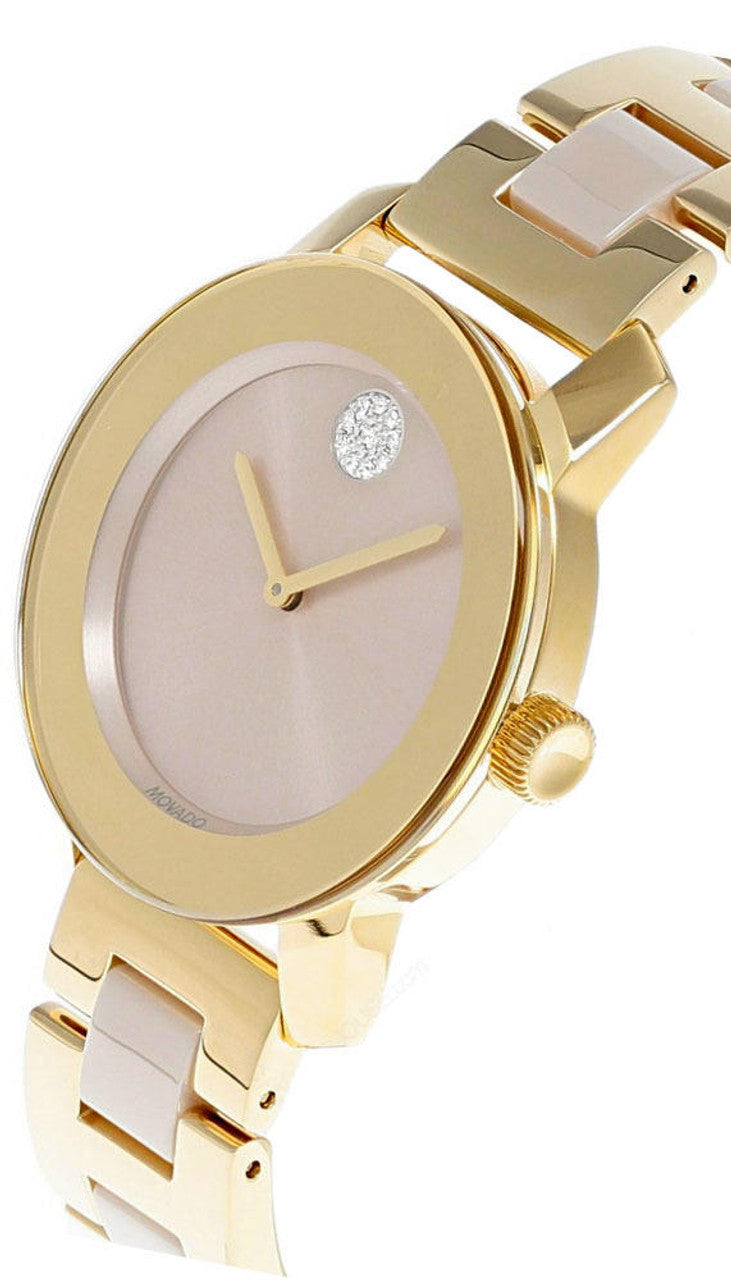 Shop Movado Bold Beige Dial Two Tone Steel Strap Watch For Women - 3600640 in USA