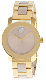 Shop Movado Bold Beige Dial Two Tone Steel Strap Watch For Women - 3600640 in USA