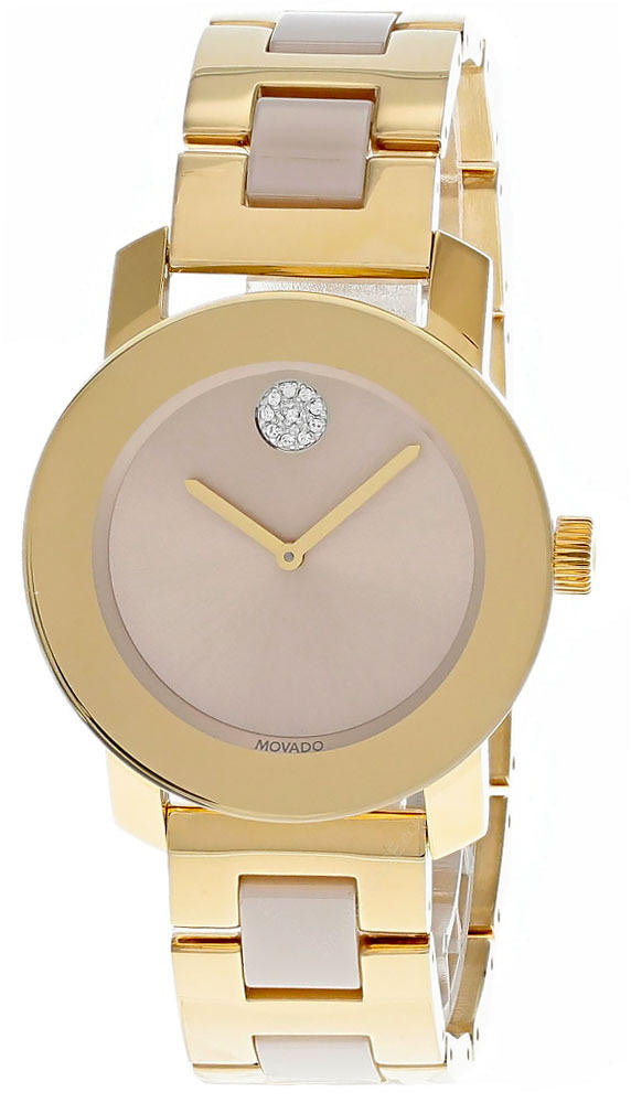 Shop Movado Bold Beige Dial Two Tone Steel Strap Watch For Women - 3600640 in USA