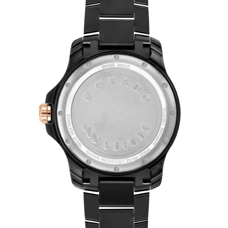 Shop Movado 800 Series Black Dial Black Steel Strap Watch For Men - 2600162 in USA