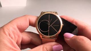 Calvin Klein Minimal Black Dial Rose Gold Mesh Bracelet Watch for Men - K3M21621 Buy Now By Calvin Klein