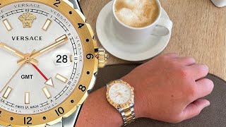 Versace Hellenyium GMT Silver Dial Two Tone Steel Strap Watch for Men - V11030015 Buy Now By Versace