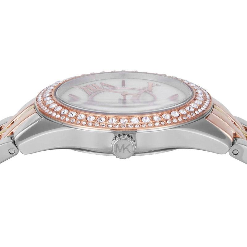 Michael Kors Harlowe Three-Hand Mother of Pearl White Dial Tri Tone Steel Strap Watch for Women - MK4846 Buy Now By Michael Kors
