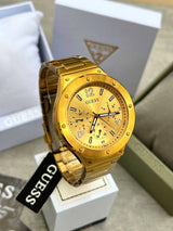 Shop Guess Scope Gold Dial Gold Steel Strap Watch for Men - GW0454G2 in USA