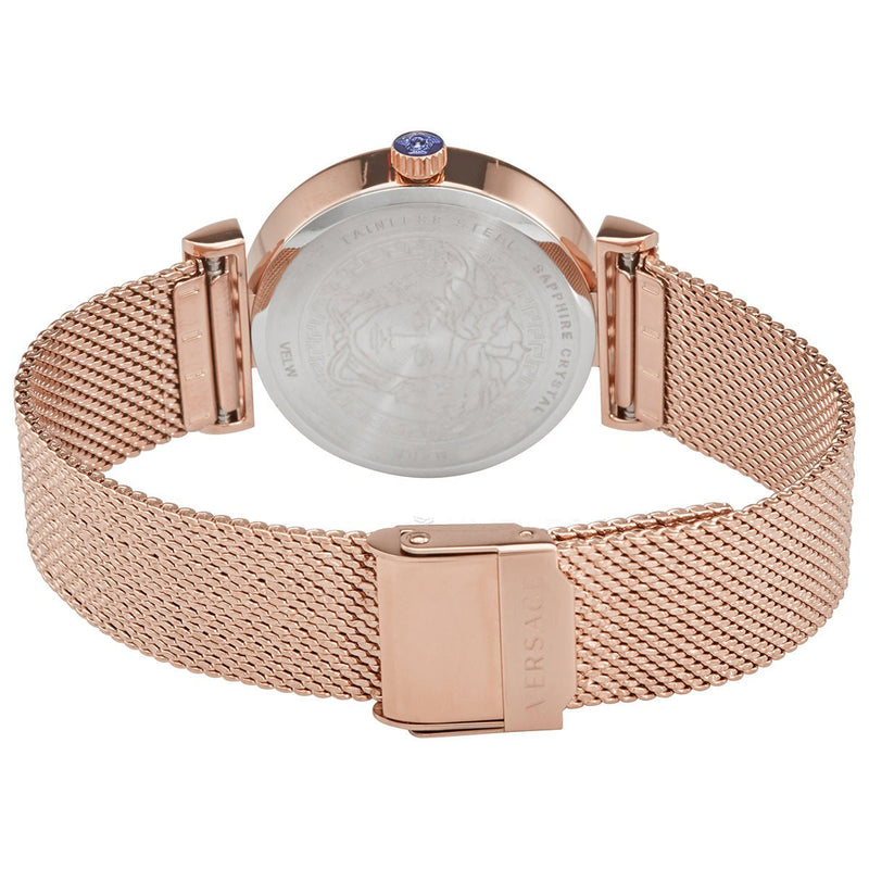 Versace Meander White Dial Rose Gold Mesh Bracelet Watch for Women - VELW00620
