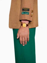 Gucci Grip Yellow Gold Dial Maroon Leather Strap Unisex Watch - YA157411 Buy Now By Gucci