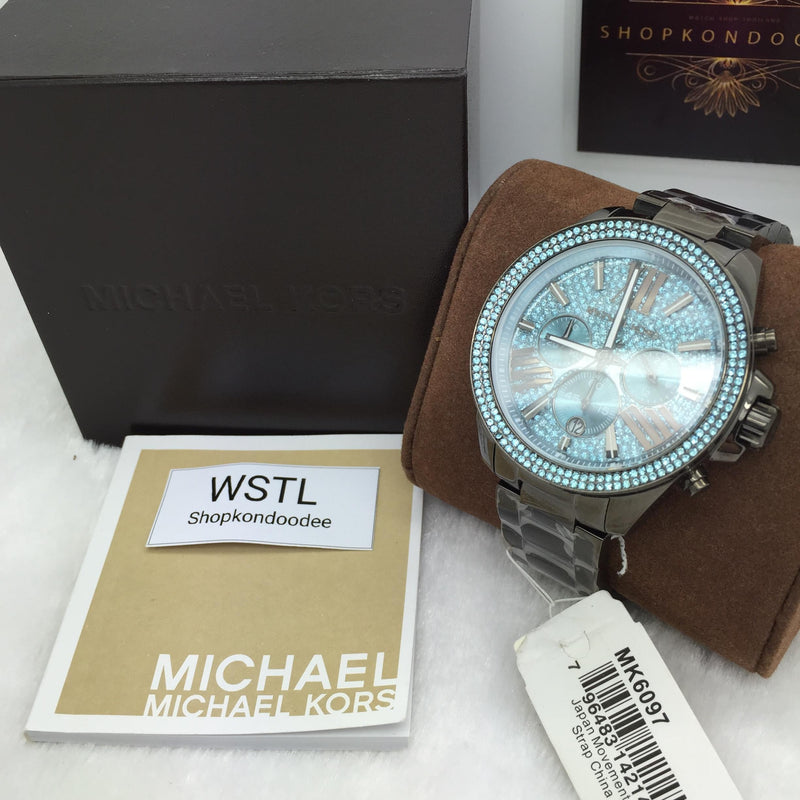 Michael Kors Wren Chronograph Quartz Blue Dial Grey Steel Strap Watch For Women - MK6097 Buy Now By Michael Kors