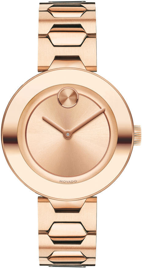 Shop Movado Bold Rose Gold Dial Rose Gold Steel Strap Watch for Women - 3600387 in USA
