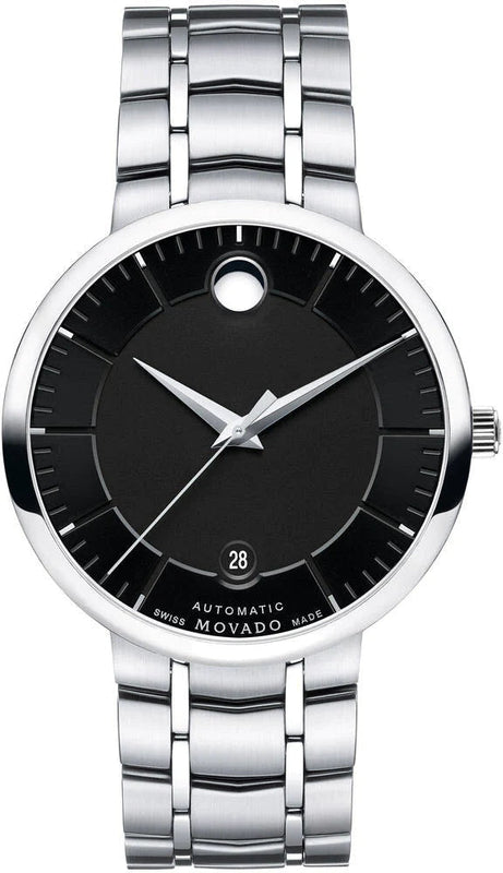 Movado 1881 Automatic Black Dial Silver Steel Strap Watch for Men - 606914