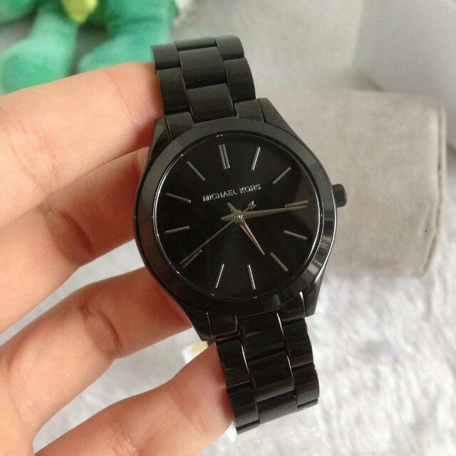 Michael Kors Mini Slim Runway Black Dial Black Steel Strap Watch for Women - MK3587 Buy Now By Michael Kors