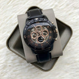 Fossil Grant Sport Automatic Skeleton Black Dial Black Leather Strap Watch for Men - ME3138 Buy Now By Fossil