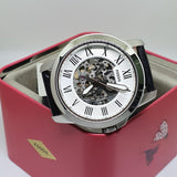 Fossil Grant Automatic Skeleton White Dial Black Leather Strap Watch for Men - ME3101 Buy Now By Fossil