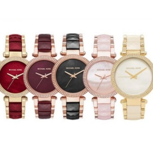 Michael Kors Parker Maroon Dial Two Tone Steel Strap Watch for Women - MK6412 Buy Now By Michael Kors