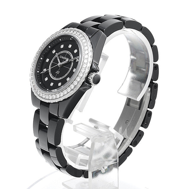 Chanel J12 Quartz Diamond Black Dial Black Steel Strap Watch for Women - J12 H6419
