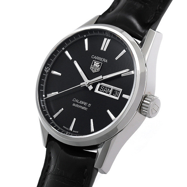 Tag Heuer Carrera Automatic 41mm Black Dial Black Leather Strap Watch for Men - WAR201A.FC6266 Buy Now By Tag Heuer