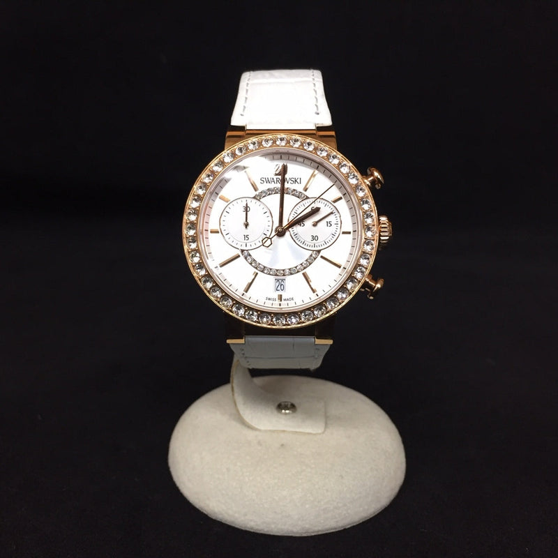 Swarovski Citra Sphere Chrono White Dial White Leather Strap Watch for Women - 5080602 Buy Now By Swarovski