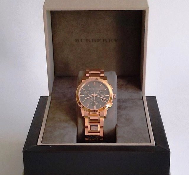 Burberry The City Grey Dial Rose Gold Steel Strap Watch for Men - BU9353