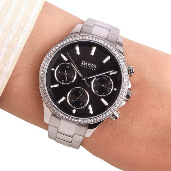 Hugo Boss Hera Black Dial Silver Steel Strap Watch for Women - 1502593 Buy Now By Hugo Boss