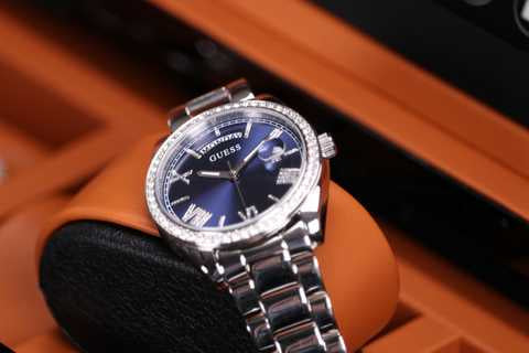 Guess Luna Diamonds Blue Dial Silver Steel Strap Watch for Women - GW0307L1 Buy Now By Guess