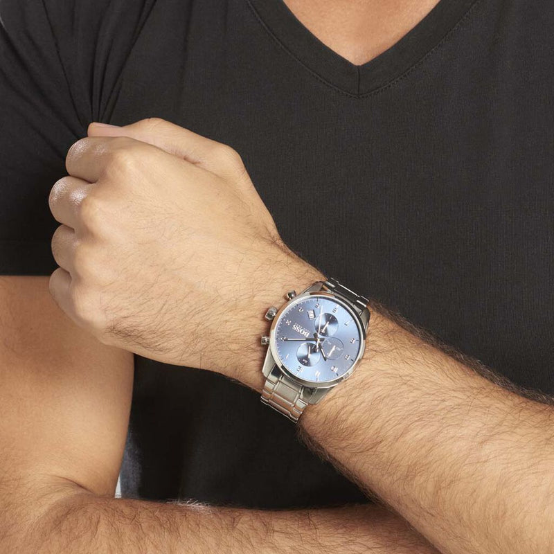 Shop Hugo Boss Skymaster Blue Dial Silver Steel Strap Watch for Men - 1513784 in USA