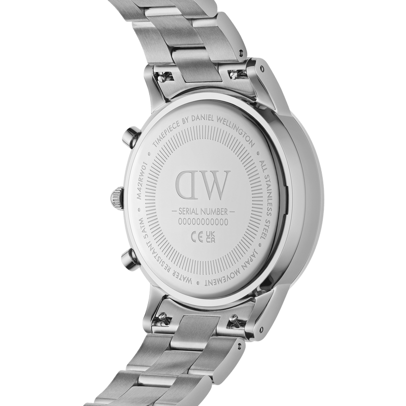 Daniel Wellington Iconic Chronograph Link Black Dial Silver Steel Strap Watch For Men - DW00100645 Buy Now By Daniel Wellington