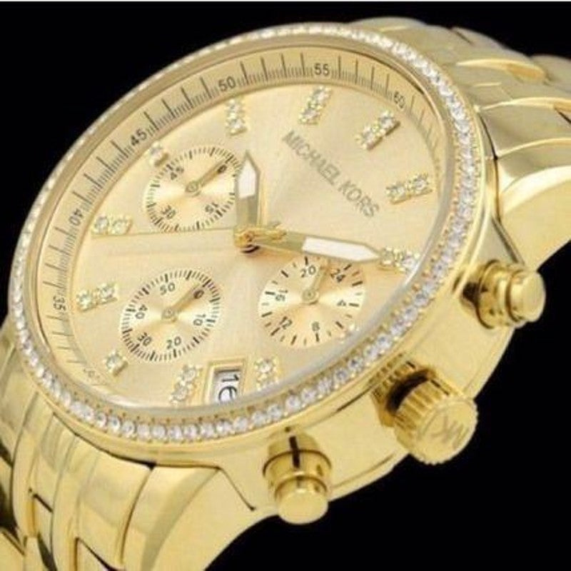 Michael Kors Runway Chronograph Gold Dial Gold Steel Strap Watch For Women - MK5698 Buy Now By Michael Kors