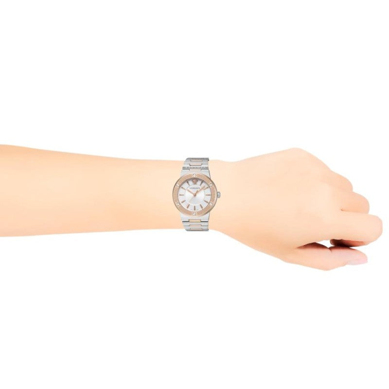 Versace Greca Quartz White Dial Two Tone Steel Strap Watch For Women - VEVH01020 Buy Now By Versace