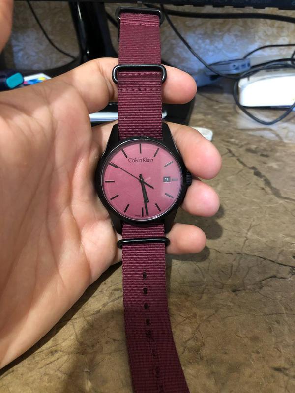 Calvin Klein Tone Maroon Dial Maroon NATO Strap Watch for Men - K7K514UP Buy Now By Calvin Klein
