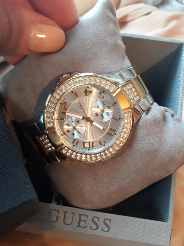 Guess Viva Diamonds Silver Dial Two Tone Steel Strap Watch for Women - W0111L5 Buy Now By Guess