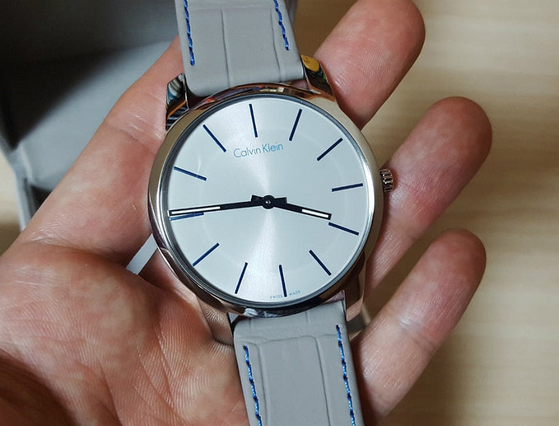 Calvin Klein City Silver Dial Grey Leather Strap Watch for Men - K2G211Q4 Buy Now By Calvin Klein